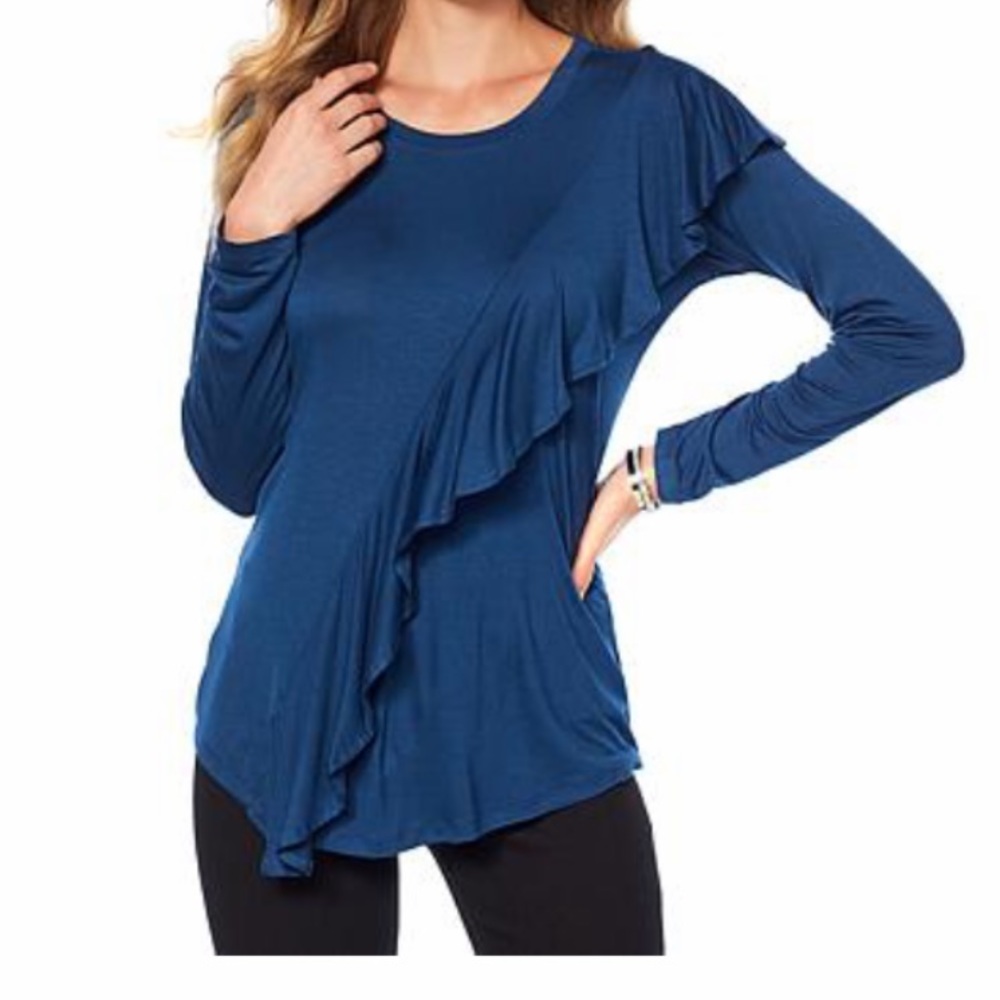 Diane Gilman Ruffle Front Top size 1X